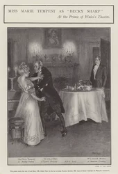 Miss Marie Tempest como Becky Sharp no Prince of Wales
