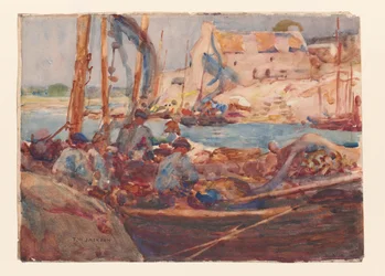 Barcos de pesca da sardinha em Concarneau, Bretanha, c.1900 (aguarela sobre papel)