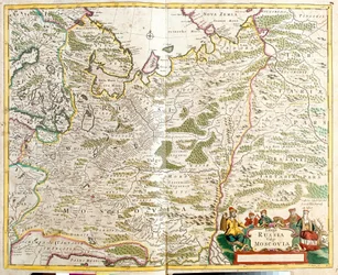 Mapa da Rússia, nos arredores da cidade de Moscovo (gravura