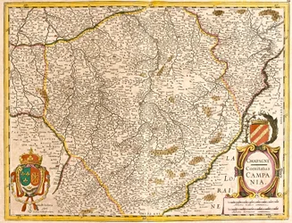 Mapa do Conde de Champagne (França) (gravura
