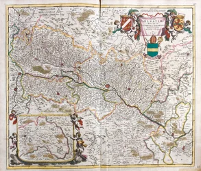 Mapa do Duche da Alsácia (França) (gravura