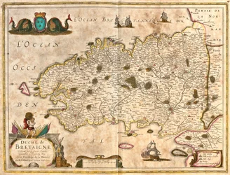 Mapa do Duche da Bretanha (França) (gravura