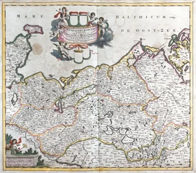 Mapa do Duche de Meklembourg Schwerin (Alemanha) (gravura