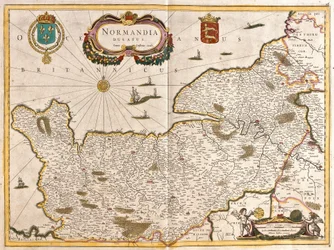 Mapa do Duche da Normandia (França) (gravura