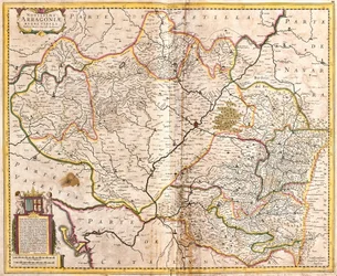 Mapa do Reino de Aragão (Espanha) (gravura