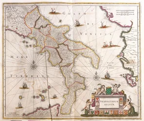 Mapa do Reino Neapolitano (Itália) (gravura