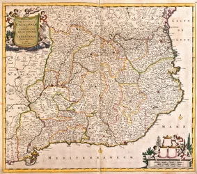 Mapa do Principaut de Catalunya (Espanha) (gravura