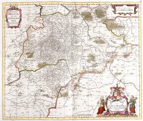 Mapa da marcha (margraviate) de Misnie (Alemanha) (gravura
