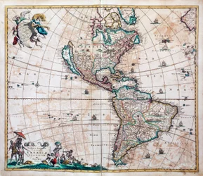 Novissima et totius Americae descriptio accurate, map of Americas and Pacific de Frederik de Wit (1629 ou 1630-1706), Amsterdam