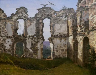 As Ruínas de Brahehus na Suécia, Estudo, c.1832 (óleo sobre tela)