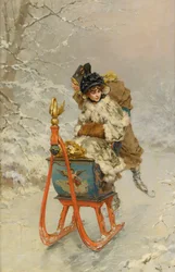 "La promenade en luge" (O passeio de trenó) Peinture de Frederik Hendrik Kaemmerer (1839-1902) - Óleo sobre tela, 59,9x40,1 - Coleção particular