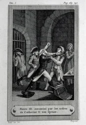 O assassinato do imperador da Rússia Pedro III Fyodorovich em 17 de julho de 1762