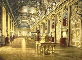 Uma galeria no Louvre, Paris, 1890-1900