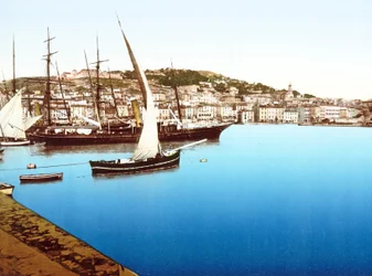 Uma vista deste porto, França, 1890-1900