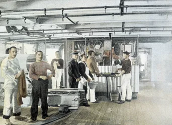 Marinha Francesa, final do século XIX: A cozinha dos oficiais - Bibl. des Arts deco.