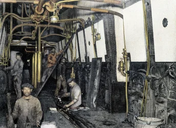 Marinha Francesa, final do século XIX: limpeza de porões e caldeiras - Bibl. des Arts deco.