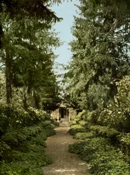 Caminho do jardim no jardim de Claude Monet, Giverny