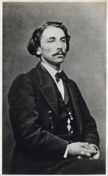 Retrato de Etienne Mallarme dit Stephane Mallarme (1842-1898) em 1862, poeta francês. Fotografia