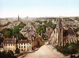 Vista, caen, abadia, são, etienne, fundo, 1890-1900