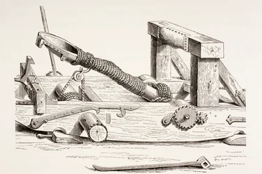 Mangonel do século XV, de The Arts in the Middle Ages, publicado em 1873