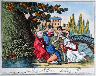 Um jogo de «La Main Chaude» («Mãos quentes»), início do século XIX