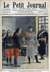 Um general alemão dá a dois desertores franceses (dragões de um regimento fronteiriço) um leão de patriotismo "Un soldat ne doit pas deserter le drapeau qu