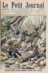 Uma queda de rocha horripilante no Tirol, ilustração de &39;Le Petit Journal&39;, 5 de agosto de 1906