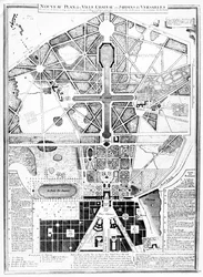 Um novo plano da cidade, castelo e jardins de Versalhes, 1714