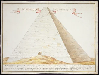 Uma vista em perspectiva de uma pirâmide no Egito, c.1700 (caneta e tinta com wc no papel)
