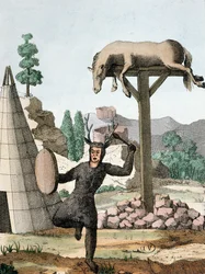 Um xamã de tártaro siberiano e cemitério, c.1811