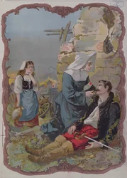 Uma irmã ajudando um soldado ferido durante a guerra de 1870, 1895