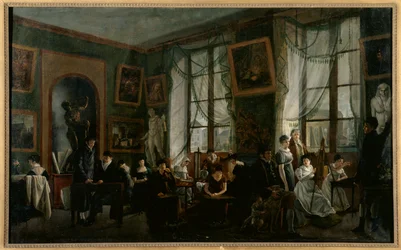 Uma mulher numa aula de desenho, cerca de 1810, cerca de 1810 (óleo sobre tela)