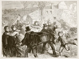 Um funeral durante o cerco, março de 1871, ilustração da história de Cassells da guerra entre a França e a Alemanha, 1870-1871