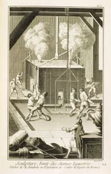 Uma escultora de fundição, da Encyclopédie des Sciences et Metiers de Denis Diderot (1713-84), publicada em 1770