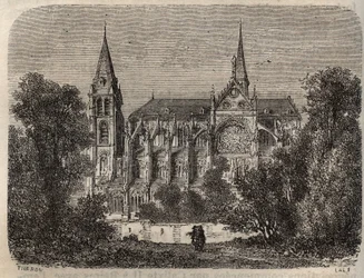 Abadia Saint-Victor (Saint Victor) de Paris, fundada no século XII - gravura em "Histoire de France" de Victor Duruy (1811-1894) - 1882