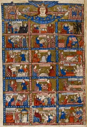 Acrescentar. 30024 f.1v Vinte e uma cenas representando as artes e ciências, de 
