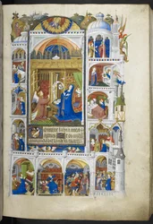 Adicionar Ms 18850 f.32r, The Annunciation, do Livro de Horas (The Bedford Hours) c.1410-30 (tinta, cor & ouro sobre velino)