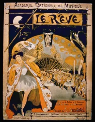 Propaganda para o musical The Dream, na Academie Nationale de Musique, gravado por Gillot, c.1890 (gravura a cores)