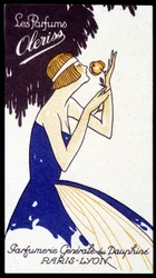 Cartão publicitário para perfumes Oleriss da Perfumerie Générale du Dauphiné.