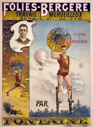 Propaganda para Folies-Bergère, obra maravilhosa sobre o fio por fonte, pub. Em Paris 1870-1890