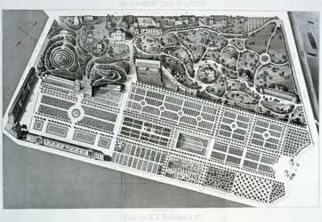 Vista aérea do plano do Jardin des Plantes em Paris, 1842