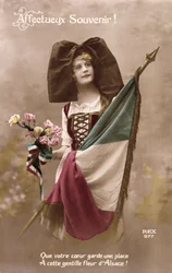 Memória Afetuosa! Deixe seu coração manter um lugar para esta flor doce de Alsácia !, cartão postal, 1914-18