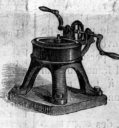 Máquina agrícola: um espremedor presente na Exposição Agrícola de 1860 em Paris. Gravura no "Le Monde Illustré" n°168 de 30 de junho
