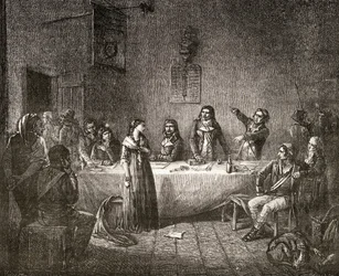 Aimee Cecile Renault em frente ao Comitê Revolucionário, de "História da Revolução Francesa" por Louis Blanc (1811-82)