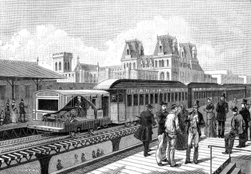 Metro aéreo (elétrico) para Nova Iorque em 1885
