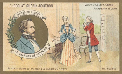 Alfred de Musset (1810-1857), escritor francês do período romântico, autor de “Chanson de Fortunio”, poesia (1852)