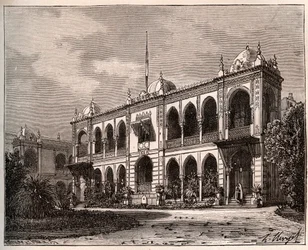Argel - Palácio do Governador em Mustapha - gravura em "La France illustree: geographie, histoire, administration statistique" de V.A. Malt-Brown. 1884
