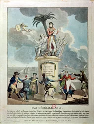 Alegoria da Paz de Amiens, 1802 (gravura a cores)