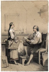 Alois Senefelder (ou Aloysius ou Aloys) ou Johann Nepomuk Franz Aloys (1771-1834), poeta e gravador checo, permanece sem uma folha de papel num momento de raiva e desespero que o levou a atirar tudo para as chamas, escreveu a nota da lavandaria