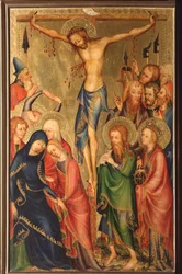 Altarolo del Bargello: Crucificação (díptico do Bargello, Crucificação). Pintura anónima da escola francesa do século XIV, Florença, Museo Nazionale del Bargello